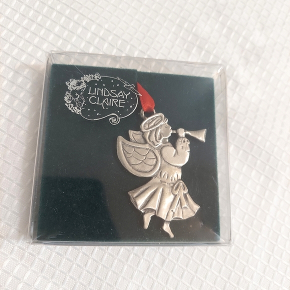 Lindsey Claire Pewter Christmas Tree Ornament Angel Trumpet - Picture 1 of 4